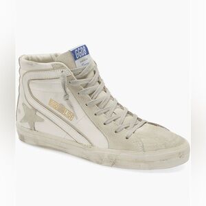 EUC Golden Goose Slide High Top Sneaker (Women), size: 8US, color: white/ice